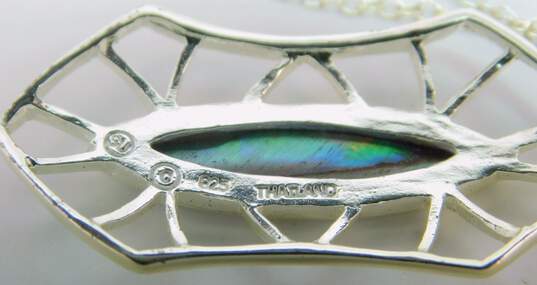 2 - 925 Sterling Silver Abalone Pendant Necklaces image number 4