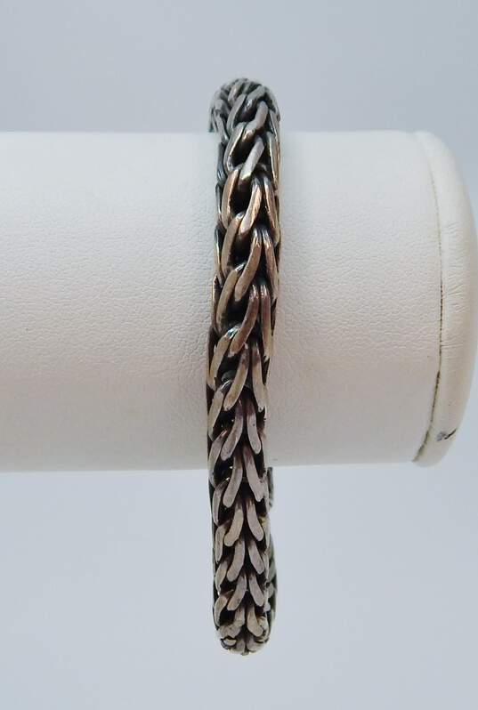 Artisan 925 Chunky Foxtail Chain Bali Style Toggle Bracelet 34.2g image number 3