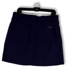 Womens Blue Elastic Waist Pleated Pockets Drawstring A-Line Skort Size L alternative image
