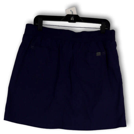 Womens Blue Elastic Waist Pleated Pockets Drawstring A-Line Skort Size L image number 2