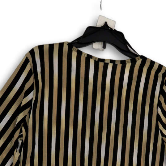 Womens Black Brown Striped Asymmetrical Shark Bite Blouse Top Size XL image number 4