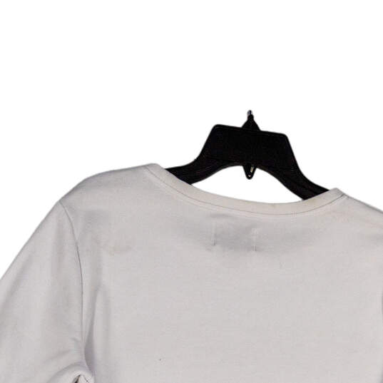 Womens White Long Sleeve Crew Neck Serious Pullover Sweatshirt Size M 10-12 image number 4