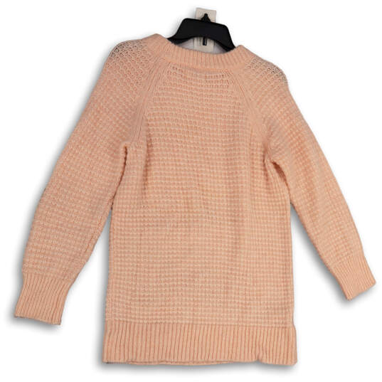 Womens Pink Crew Neck Long Sleeve Knitted Pullover Sweater Size XS image number 3