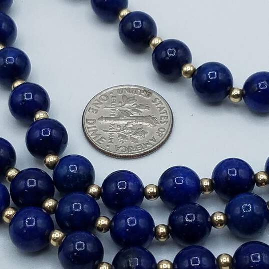 14k Gold Lapis 8mm Beaded Necklace 51.9g image number 4
