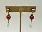 Rustic 925 Faceted Red Tigers Eye Coral & Citrine Beaded Drop Post Earrings & Rounded Cuff Bracelet 27.9g image number 3