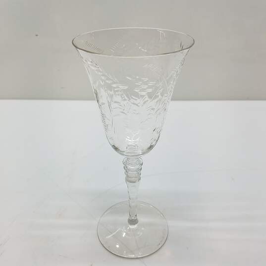 Rock Sharpe Fernwood Pattern Etched & Cut Blown Glass Water Goblet Set of 8 image number 2