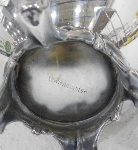 WM Rogers Silver Plate Teapot Creamer Sugar W/ Serving Trays & Candle Holder image number 4