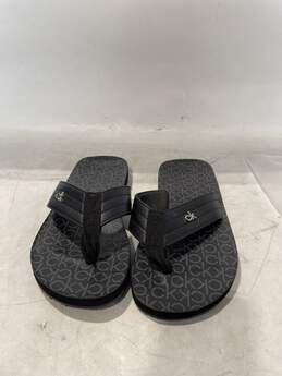 Mens Destiny 2 Black Monogram Open Toe Slip On Flip Flop Sandals Size 8