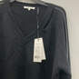 NWT Womens Black Knitted V-Neck Long Sleeve Pullover Sweater Size Large image number 3