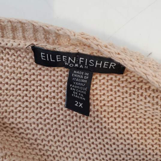 Eileen Fisher Organic Cotton/Organic Linen Blend Open Front Cardigan Size 2X image number 3