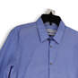 Mens Blue Striped Long Sleeve Spread Collar Button-Up Shirt Size Medium image number 3