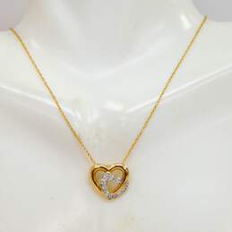 10k Yellow Gold Diamond Accent Double Open Heart Fine Chain Pendant Necklace 1.3g alternative image