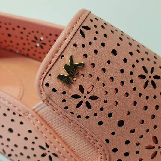 Michael Kors Perforated Leather Slip On Sneakers Peach Desert 9.5 image number 7