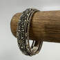 Designer Brighton Silver-Tone Hematite Encrusted Chunky Bangle Bracelet image number 4