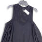 NWT Womens Black Cold Shoulder High Neck Stretch Short Sweater Dress Size 3 image number 4