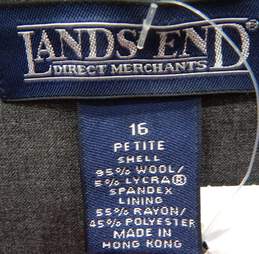 Womens Grey Lands End One Button Wool Blazer Size 16 alternative image