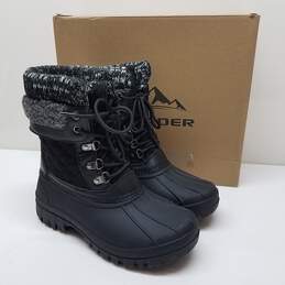 Aleader Women's Rubber Snow Boot Black Faux Fur Lining Size 6