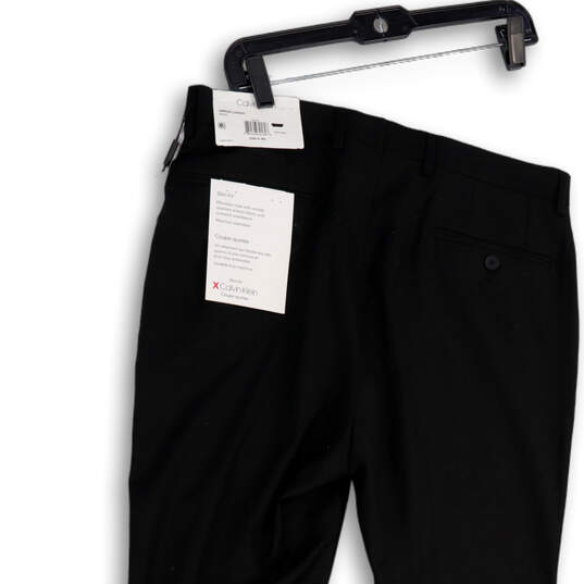 NWT Mens Black Flat Front Slim Fit Straight Leg Dress Pants Size 33Wx30L image number 2
