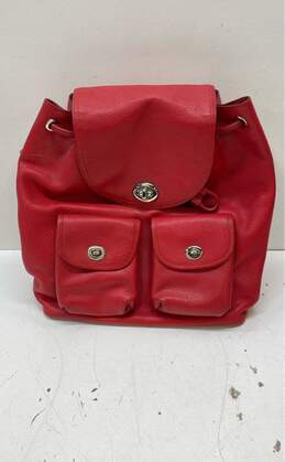 Couch Pebble Leather Turnlock Mini Backpack Red
