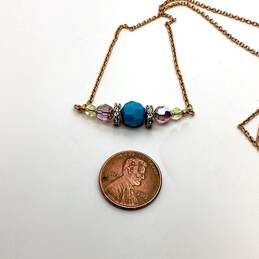Designer Swarovski Gold-Tone Link Chain Crystal Beads Charm Necklace alternative image
