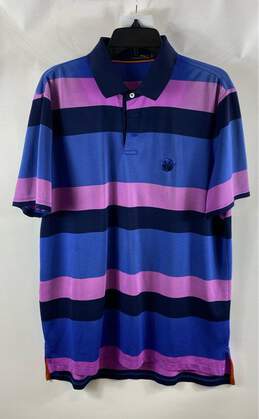 Ralph Lauren Mens Multicolor Striped Short Sleeve Collared Polo Shirt Size L