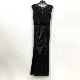 NWT Womens Black Floral Lace Ruched Round Neck Sleeveless Maxi Dress Size S