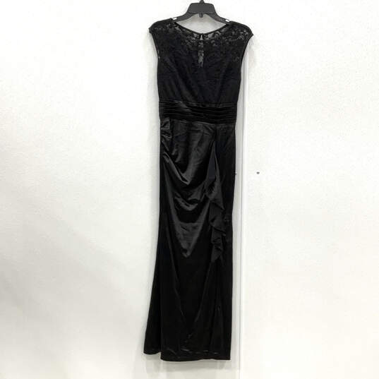 NWT Womens Black Floral Lace Ruched Round Neck Sleeveless Maxi Dress Size S image number 1