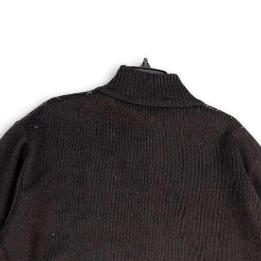 NWT Mens Black Mock Neck Tight Knit Welt Pocket Full-Zip Sweater Size XXL image number 4