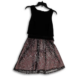 Womens Black Purple Sleeveless Round Neck Back Zip Fit & Flare Dress Size 3 alternative image