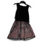 Womens Black Purple Sleeveless Round Neck Back Zip Fit & Flare Dress Size 3 image number 2