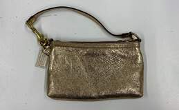 Coach Poppy Leather Small Wristlet Handbag Gold Metallic alternative image