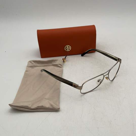 Tory Burch Womens Brown White Round Sunglasses Frames With Orange Case image number 2