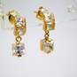 14K Gold Cubic Zirconia Dangle Charm Post Earrings 1.3g image number 3