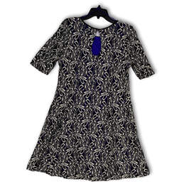 Womens Blue Floral Embroidered Short Sleeve Back Keyhole A-Line Dress Sz 18 alternative image