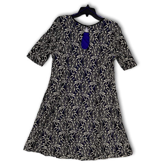 Womens Blue Floral Embroidered Short Sleeve Back Keyhole A-Line Dress Sz 18 image number 2