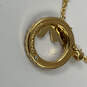 Designer Michael Kors Gold-Tone Crystal MK Logo Pendant Link Chain Necklace image number 3