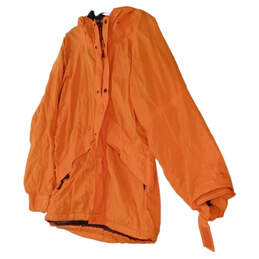 Mens Orange Long Sleeve Hooded Raincoat Jacket Size Medium alternative image