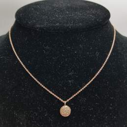 Rose Gold Filled Diamond Disc Pendant Necklace 1.4g