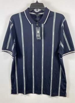 Ted Baker Men Blue Striped Quarter Zip Polo Shirt Sz 4