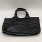 Tory Burch Womens Black Leather Bottom Stud Double Handle Shoulder Handbag Purse image number 1