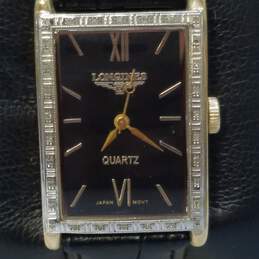 Longines 14K Gold Diamond Leather Vintage Watch 25.4g alternative image