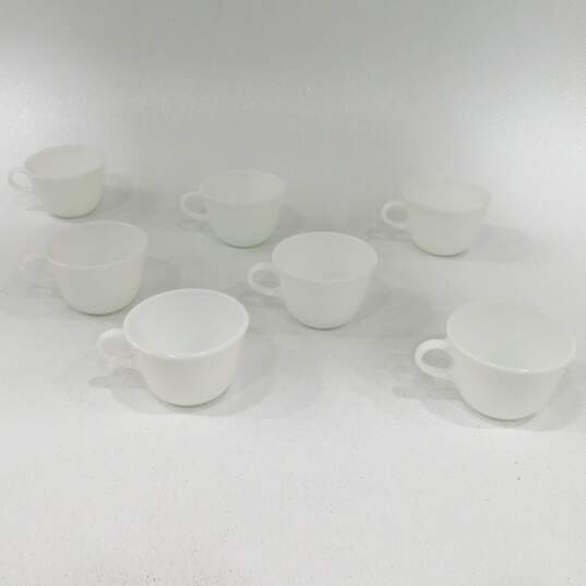 Vintage  Set of 7Corning ware White Milk Glass Coffee Tea Cup Mug Plain Solid image number 1