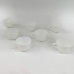 Vintage  Set of 7Corning ware White Milk Glass Coffee Tea Cup Mug Plain Solid