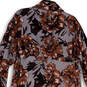 NWT Womens Brown Gray Floral Spread Collar 3/4 Sleeve Duster Jacket Size XS image number 4