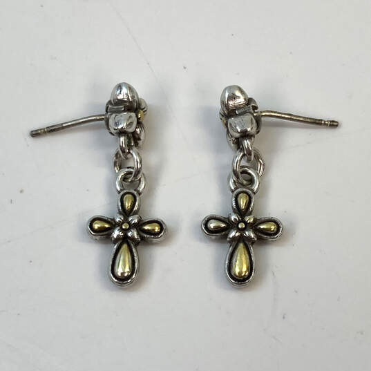 Designer Brighton Silver Gold-Tone Reversible Dangle Drop Earrings image number 1