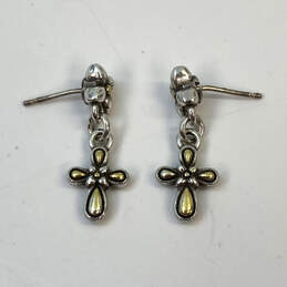 Designer Brighton Silver Gold-Tone Reversible Dangle Drop Earrings