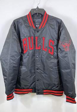 NBA Mens Black Long Sleeve Chicago Bulls Basketball Varsity Jacket Size Medium