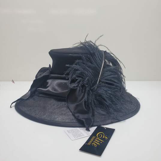 Elite Champagne Sunday Kentucky Derby Fascinator Hat In Black w/Bow Feathers image number 3