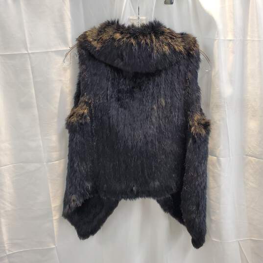 La Fiorentina Black Rabbit Fur Vest Jacket No Size image number 2