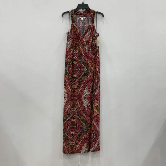 NWT Womens Pink Printed Summer Love 2 Sleeveless V-Neck Maxi Dress Size XL image number 1